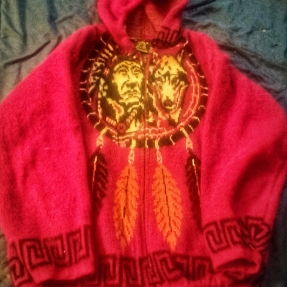 Men's Vibrant Pink Zip-Up Sweater with Graphic Design